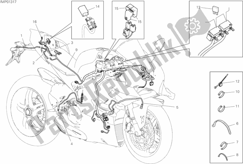 All parts for the Vehicle Electric System of the Ducati Superbike Superleggera V4 USA 998 2020